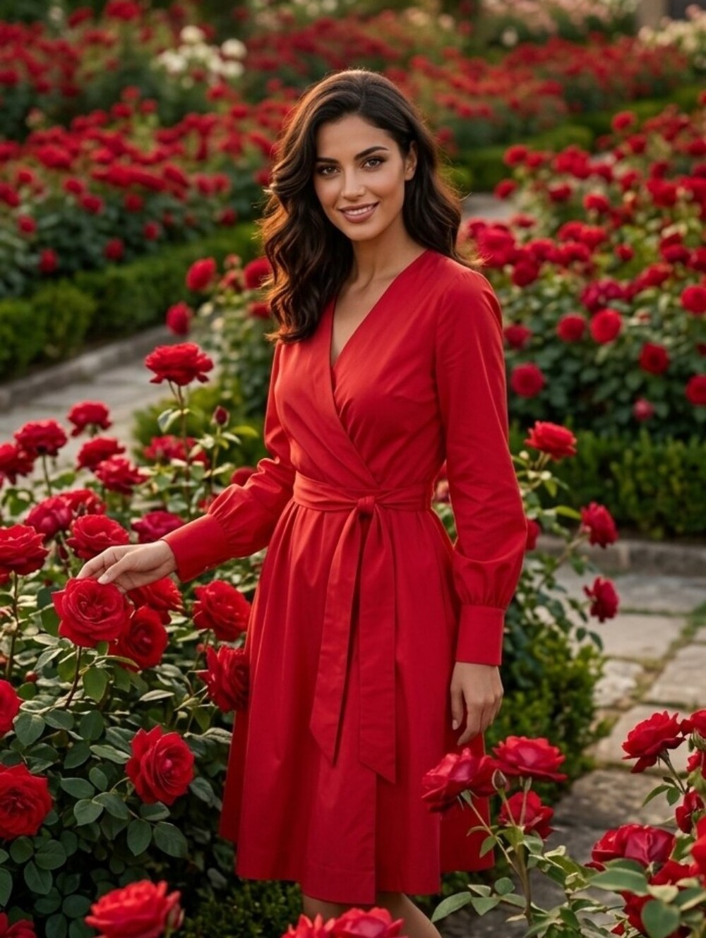 MaxMara Red Wrap Tie-Waist Dress 4
